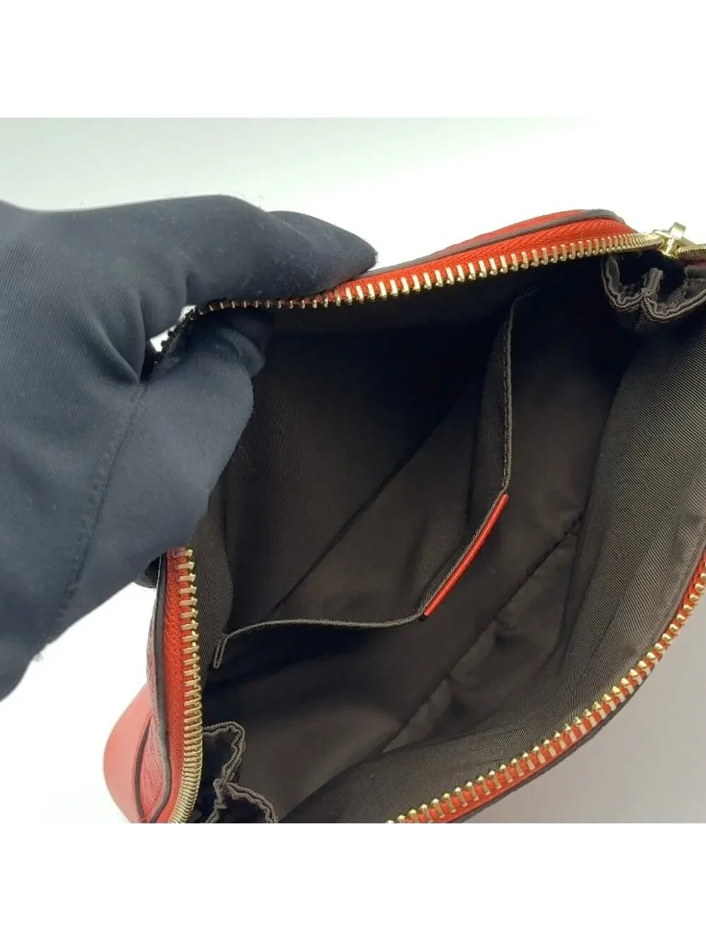 Gucci Diamante Leather Red Pouch Gold